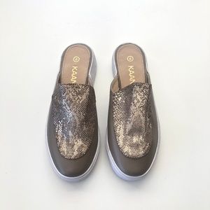 Kaanas Gold Faux Snake Slip On Shoe